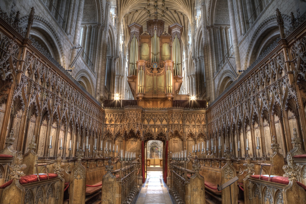 Norwich Cathedral organ above choir stalls